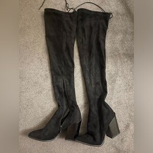 Knee high block heel boot